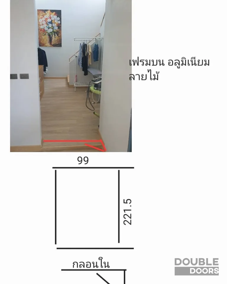 ประตูบานเฟี้ยม ก่อนติดตั้ง ภาพที่ 1 ขนาด 99 × 221.5 ซม.